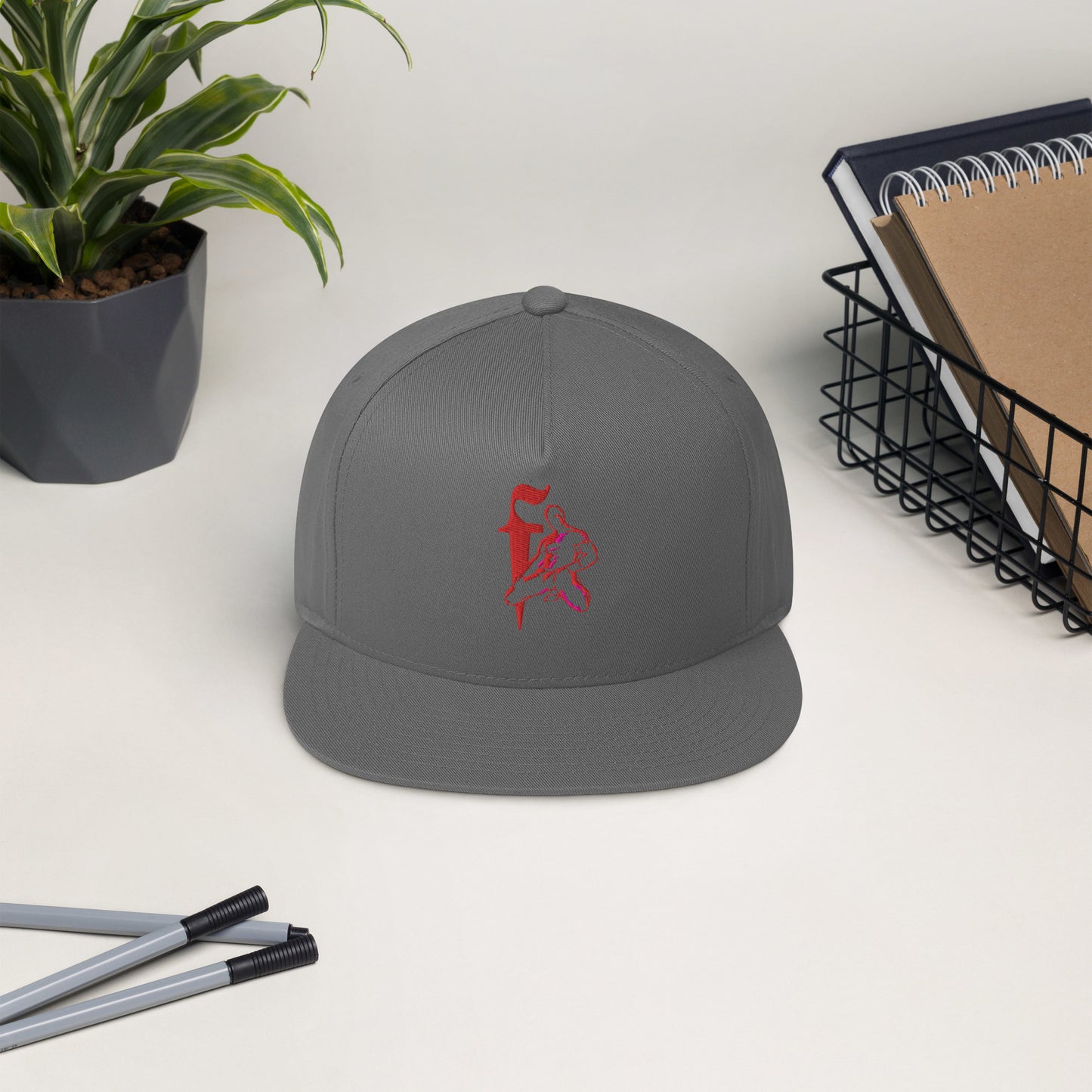 Red F Flat Bill Cap