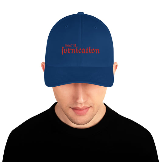 Red Fornication Closed Back Hat