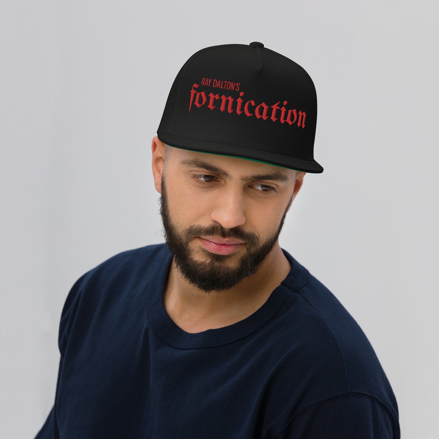 Red Fornication Flat Bill Cap