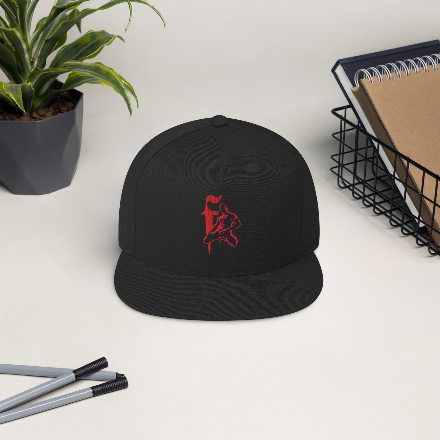 Red F Flat Bill Cap