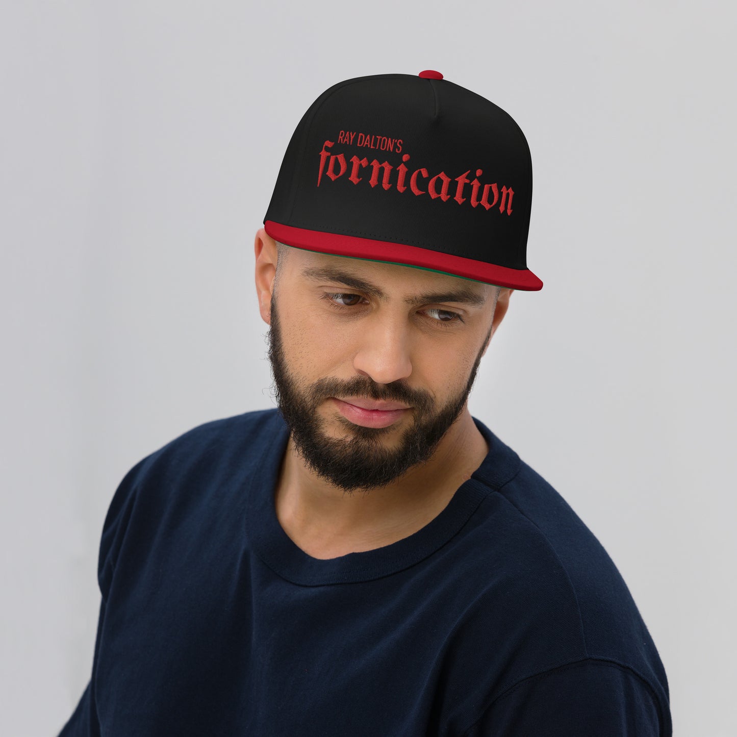 Red Fornication Flat Bill Cap