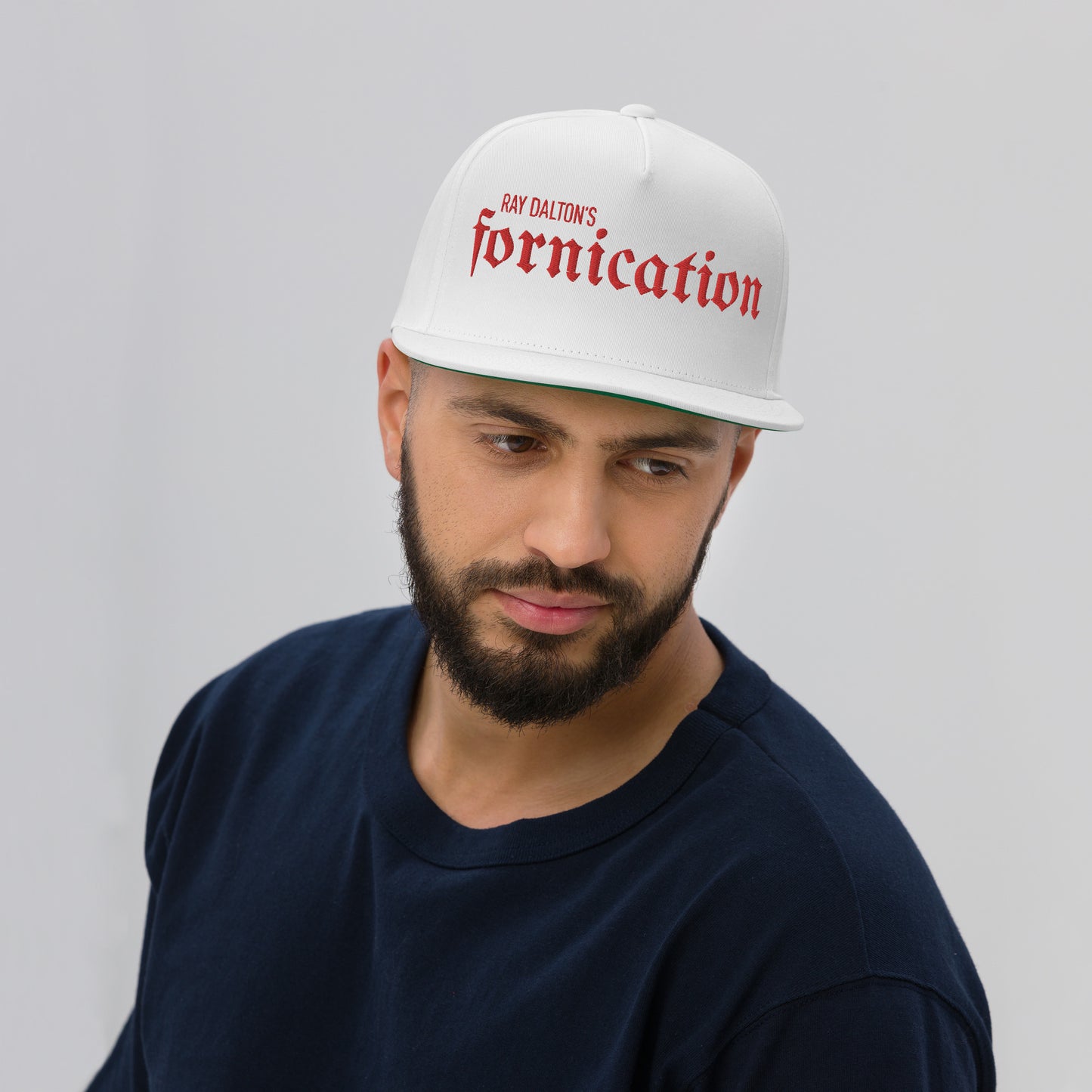 Red Fornication Flat Bill Cap